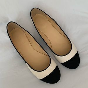 J. Crew Nora Stripe Ballet Flats - Black/Ivory